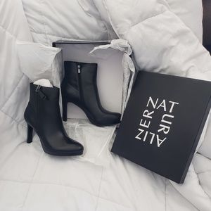 Heeled Black Leather Bootie - Brand new
